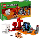 LEGO MINECRAFT AGGUATO NEL PORTALE DEL NETHER SET CON SCENE DI BATTAGLIA E PERSONAGGI ICONICI