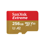 SanDisk Extreme Scheda di memoria flash - 256 GB - A2 / Video Class V30 / UHS-I U3 / Class10 - UHS-I microSDXC