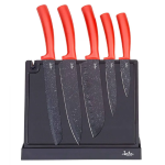 JATA SET OF 5 KNIVES AND KNIFE BOARD RED/BLACK HACC4502