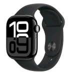 APPLE WATCH SERIES 10 GPS 46mm CASSA IN ALLUMINIO JET BLACK CINTURINO SPORT NERO - M/L