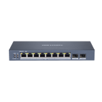 HIKVISION SWITCH L2, SMART MANAGED, 8 GIGABIT RJ45 POE PORTS, 2 GIGABIT RJ45 PORT, 802.3AF/AT, POE P