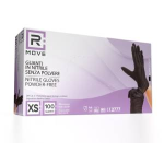 RMove 1Conf. da 100pz Tg.XS - Guanti Nitrile Nero Uso Medico Senza Polvere