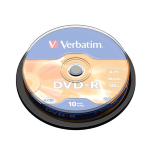 VERBATIM DVD-R 16X, 4,7GB, 10 PACK SPINDLE, MATT SILVER