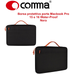 Comma Borsa protettiva Macbook Pro 15.4 e 16 Water-Proof Nera