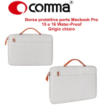 Comma Borsa protettiva Macbook Pro 15.4 e 16 Water-Proof Grigia