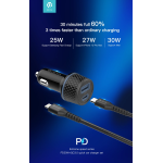 Devia Carica da Auto 2 uscite carica Rapida PD+QC 52.5 Watt + Cavo