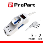 ProPart Multipresa 3pos bipasso + bipasso/schuko + USB spina16A +int