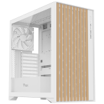 CASE ITEK TOWER "Case WOODY" Gaming Tower 2*USB3,1*USB-C 3*12cm fan ARGB, Temp Glass Sidel, BIANCO+Wood Front - ITGCAWO28W