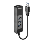 HUB MINI LINDY USB 3.0 3 PORTE + GIGABIT ETHERNET - 43176