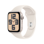 Apple Watch SE (GPS) - 2ª generazione - 44 mm - starlight aluminum - smartwatch con fascia sportiva - fluoroelastomero - starlight - dimensione della fascia: M/L - 32 GB - Wi-Fi 4, Bluetooth - 32.9 g