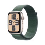 Apple Watch SE (GPS) - 2ª generazione - 44 mm - starlight aluminum - smartwatch con sport loop - nylon morbido a doppio strato - verde lago - dimensione del polso: 130-200 mm - 32 GB - Wi-Fi 4, Bluetooth - 32.9 g