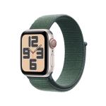 Apple Watch SE (GPS + Cellular) - 2ª generazione - 40 mm - starlight aluminum - smartwatch con sport loop - nylon morbido a doppio strato - verde lago - dimensione del polso: 130-200 mm - 32 GB - LTE, Wi-Fi 4, Bluetooth - 4G - 27.8 g