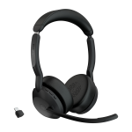 Jabra Evolve2 55 MS Stereo - Cuffie con microfono - over ear - Bluetooth - senza fili - eliminazione rumore attivata - USB-C - nero - Zoom Certificato, Cisco Webex Certified, Certificato Alcatel-Lucent, Certificato Avaya, Certificato Unify, Certifica