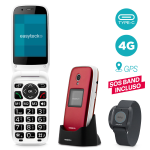 KIT CELL. SENIOR EASYTECK S400 2,8"/1.4" FOLD 4G VoLTE GPS+SOS BAND RED DARKÂ°