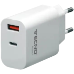 TECNO ALIMENTATORE CARICA RAPIDA TYPE C / USB 20W 3A BIANCO TC-883