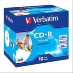 VERBATIM CD-R 700MB 52X INKJET PRINTABLE 10PZ