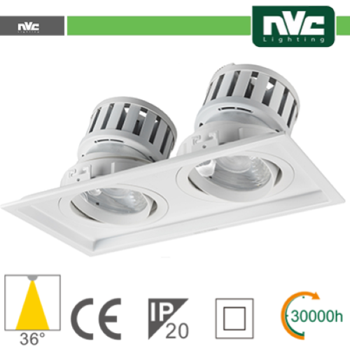 Bianco Incasso Multi Lampada - 48w(2x24w) 3000k 4270lm >36â° Pf95